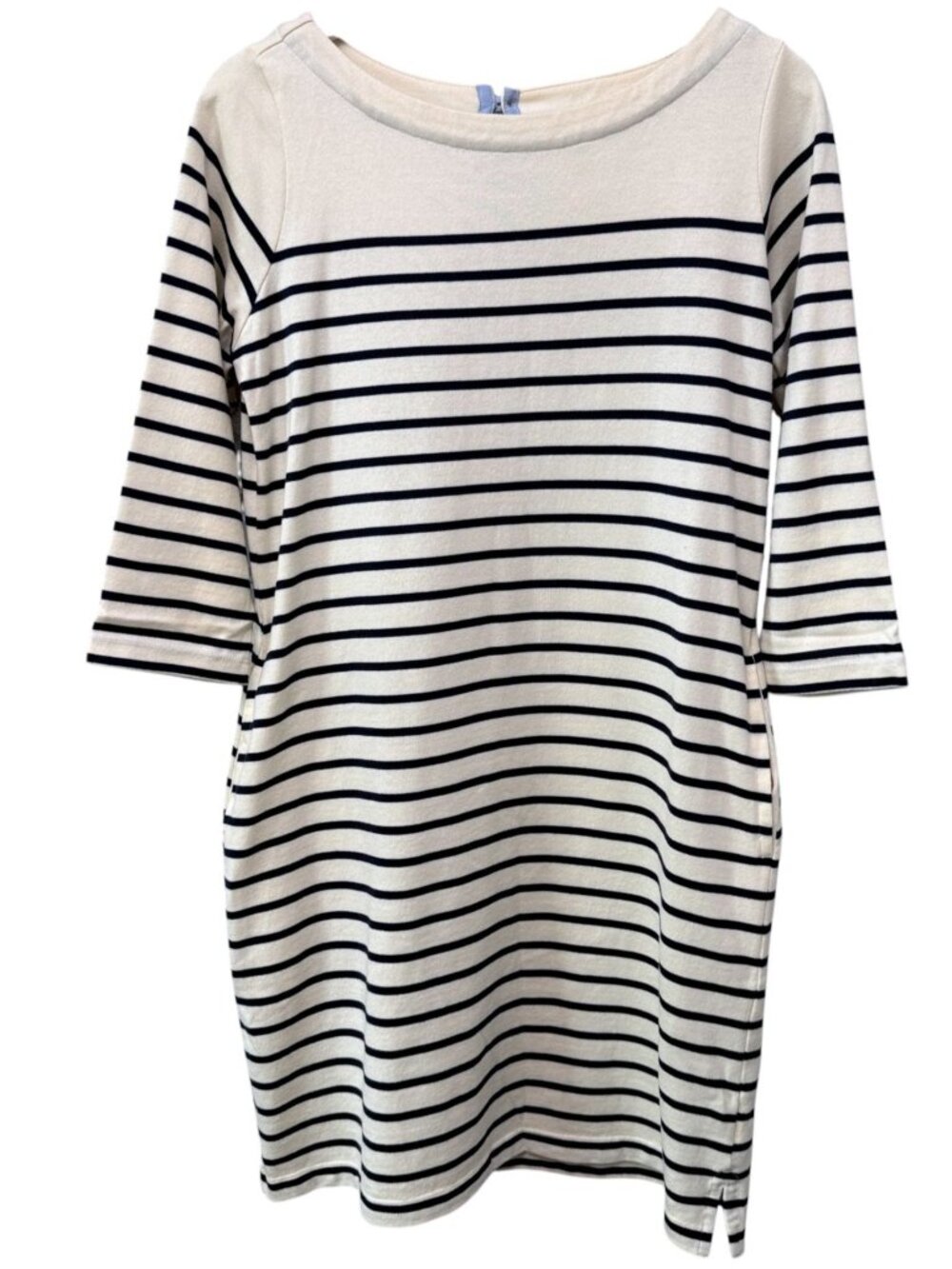 L.L. BEAN Mariner Tee Dress Size XS Striped Boat Neck Nautical Cotton Pockets